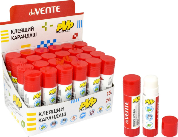 Клей-карандаш 15г deVENTE, ПВП, быстросохнущий