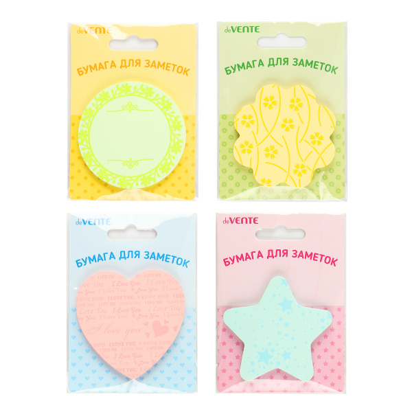 Блок самоклеящийся (стикеры), фигурный ОБЩИЙ, 50л, 70_70мм, голубой deVENTE Fancy