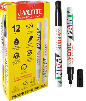 Маркер-краска лаковый (paint marker) deVENTE Repair&Craft 1мм, нитро-основа, черный