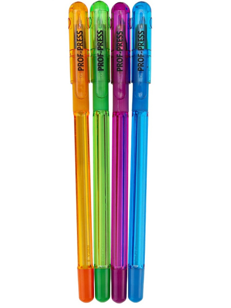 6_Ручка шариковая с резиновым упором 0,7мм PROF-PRESS Crystal Colors СИНЯЯ, корпус ассорти
