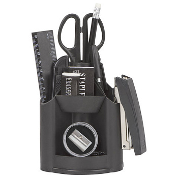 Канцелярский набор 11 предметов, вращающийся, STAFF Минидеск, черный