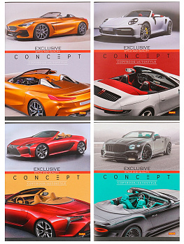 Тетрадь А5 48л клетка, скоба REMIX Эксклюзивные автомобили, ассорти