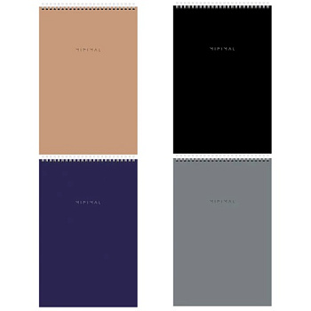 Блокнот А4 (БОЛЬШОЙ ФОРМАТ) 80л клетка, гребень BRAUBERG Minimal Classiс, жесткая подложка, ассорти