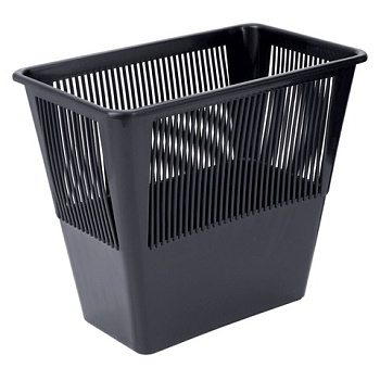 Корзина для бумаг 12л СТАММ КР31, прямоугольная, сетчатая, черная
