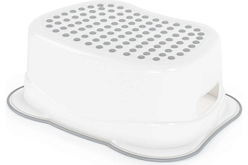 Стремянка-табурет-подставка 1 ступень, пластиковая, высота 14см, нагрузка 90кг, АЛЬТЕРНАТИВА, белый/серый