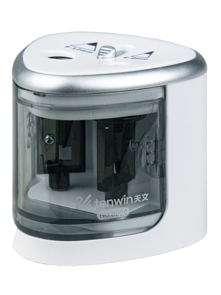 6_Точилка электрическая PROF-PRESS, 2 отверстия, металлический механизм, серебристая