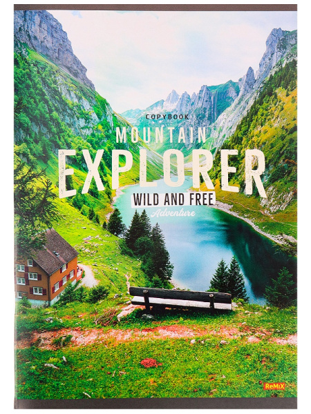 7_Тетрадь А5 48л клетка, скоба REMIX Горные ландшафты, ассорти