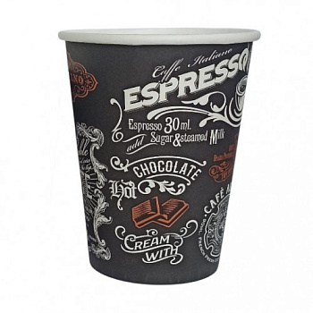 Стакан бумажный однослойный Меню 400мл 50шт