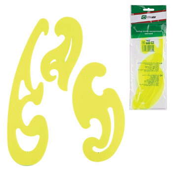 Набор лекал 3шт (25см, 17см, 12см) СТАММ Neon Crystal, ассорти