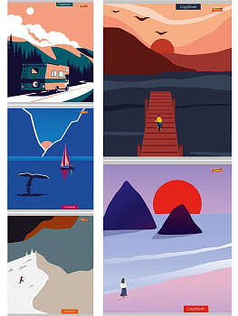 Тетрадь А5 48л клетка, скоба REMIX Природный минимализм, ассорти