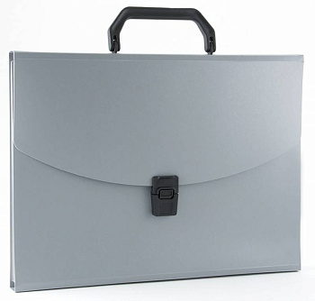 Портфель пластиковый A4 13 отделений, БЮРОКРАТ, пластик 0,7мм, серый