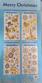 Новогодние оформительские наклейки Снежинки, 16*26см, силикон, ассорти