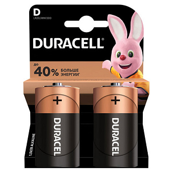 Батарейка (D) LR20-алкалиновая DURACELL Basic, 2шт на блистере