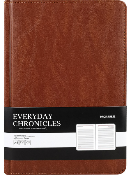 6_Ежедневник недатированный А5 PROF-PRESS Everyday Chronicles, под кожу, коричневый, 160л