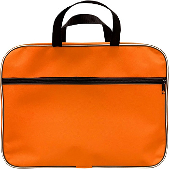 Папка на молнии с ручками А4 LAMARK, наружный карман, текстиль, оранживая