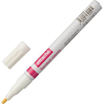Маркер-краска лаковый (paint marker) Attache 2мм, нитро-основа, белый