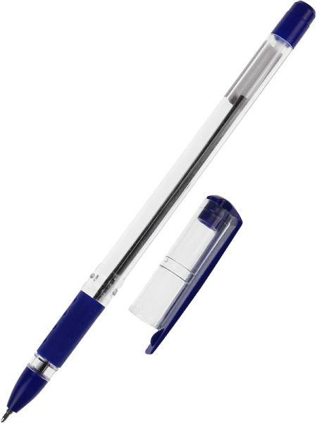 3_Ручка шариковая масляная, с резиновым упором 0,7мм PROF-PRESS Cursive СИНЯЯ, прозрачный корпус