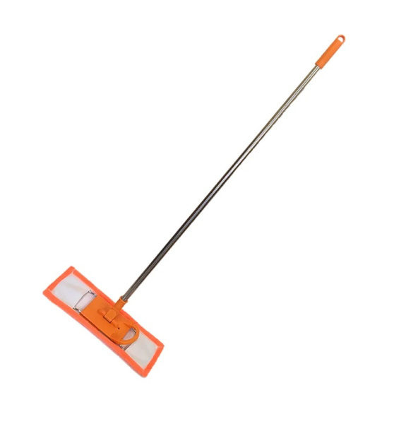 2_Швабра с насадкой из микрофибры, Умничка пластиковый держатель, оранжевая