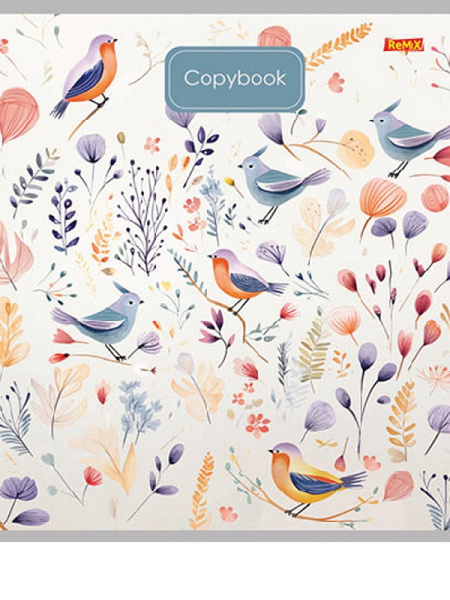 6_Тетрадь А5 48л клетка, скоба PROFIT Рисунки птичек, ассорти