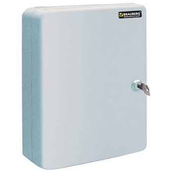 Шкаф (ключница) на 20 ключей 200*160*80мм с замком, +20 брелоков, BRAUBERG, серый