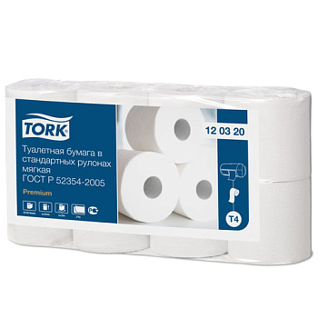 Туалетная бумага на втулке TORK Premium 2-х слойная, 8шт*23м