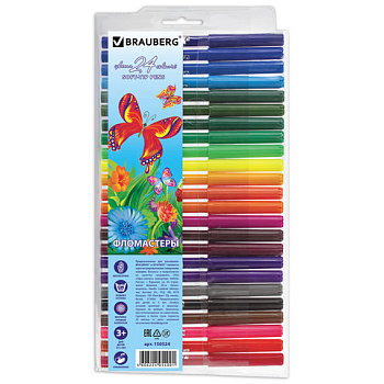 Фломастеры 24 цвета BRAUBERG Wonderful butterfly