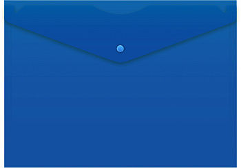 Папка-конверт на кнопке А4 0,18мм БЮРОКРАТ, непрозрачная, синяя