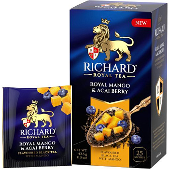 Чай пакетированный RICHARD Royal Mango Asai berry, черный, 25п*1,7г