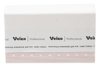 Полотенца бумажные Z-сложения, 2-слойные 22*21см 200шт VEIRO PROFESSIONAL Premium, растворимые белые