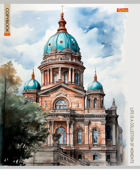 3_Тетрадь А5 96л линия, скоба REMIX Города в акварели, ассорти