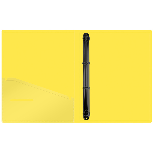 4_Папка на 4 кольцах, корешок 24мм, пластик 700мкм,  Berlingo Soft Touch, 24мм, желтая