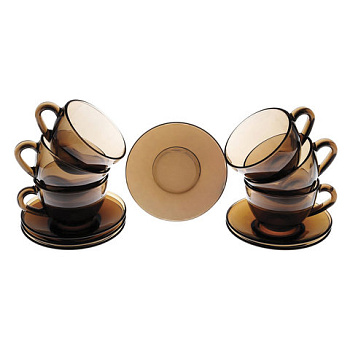 Набор чайный на 6 персон (6 кружек 220 мл, 6 блюдец) LUMINARC Simply Eclipse, стекло