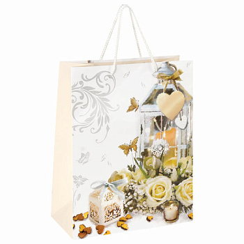 Пакет подарочный ламинированный 26*13*32см ЗОЛОТАЯ СКАЗКА Романтика