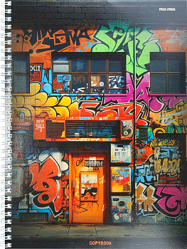 Тетрадь А4 96л клетка, гребень PROF-PRESS Дом в графити