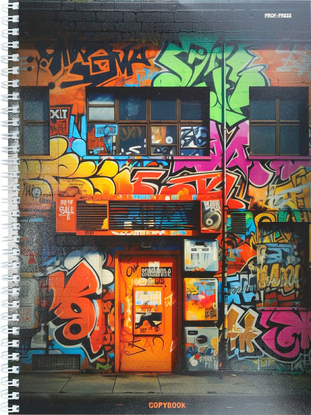 Тетрадь А4 96л клетка, гребень PROF-PRESS Дом в графити