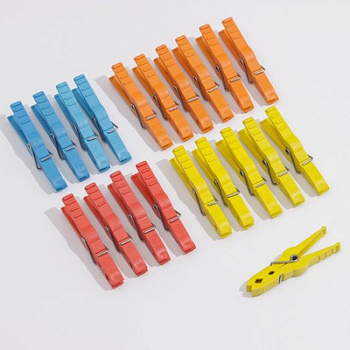 Прищепка бельевая пластиковая 1шт, ассорти