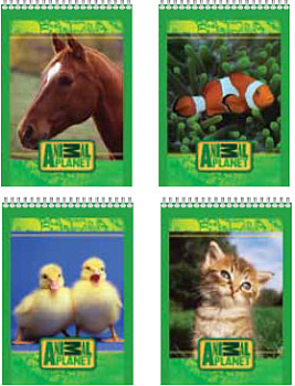 Блокнот А5 40л клетка, гребень ACTION! Animal Planet, ассорти