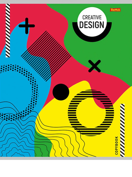 4_Тетрадь А5 48л клетка, скоба REMIX Креативная геометрия, ассорти