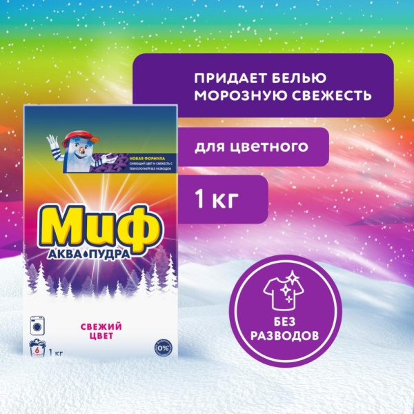 3_Стиральный порошок-автомат 1кг, МИФ 3в1 Свежий цвет
