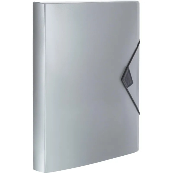 Папка-короб на резинках А4, корешок 40мм, пластик 0,8мм Attache Metallics, серый