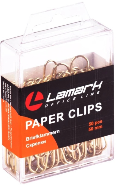 Скрепки 50мм большие золотые 50шт LAMARK