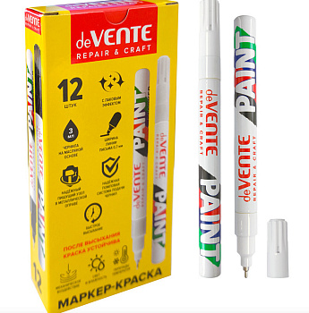 Маркер-краска лаковый (paint marker) deVENTE Repair&Craft 0,7мм, масляная основа, белый