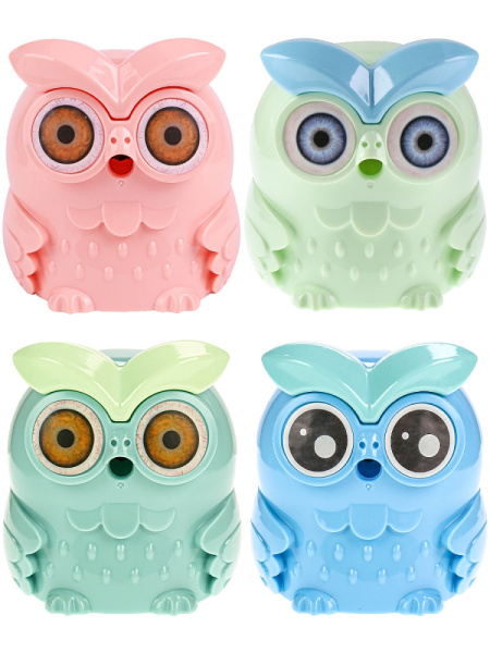 Точилка механическая PROFIT Совята, металлический механизм, ассорти