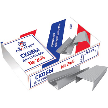 Скобы для степлера №24/6 1000шт до 30л ATTOMEX