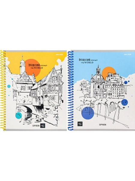 Тетрадь А5 96л клетка, цветная спираль PROF-PRESS Путешествуй по миру, ассорти