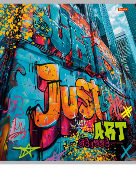 2_Тетрадь А5 96л клетка, скоба REMIX Яркие граффити-2, ассорти