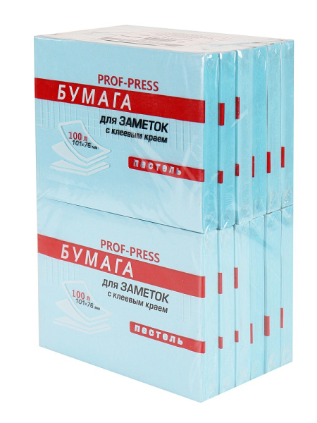2_Блок самоклеящийся (стикеры) 76_101мм, 100л, пастельный, голубой PROF-PRESS