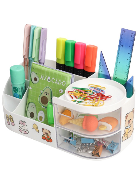 3_Подставка-органайзер без наполнения, 8 отделений PROF-PRESS, с наклейками, белая