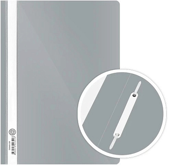 Папка-скоросшиватель DOLCE COSTO Эконом, А4, пластик, прозрачный верхний лист, серая