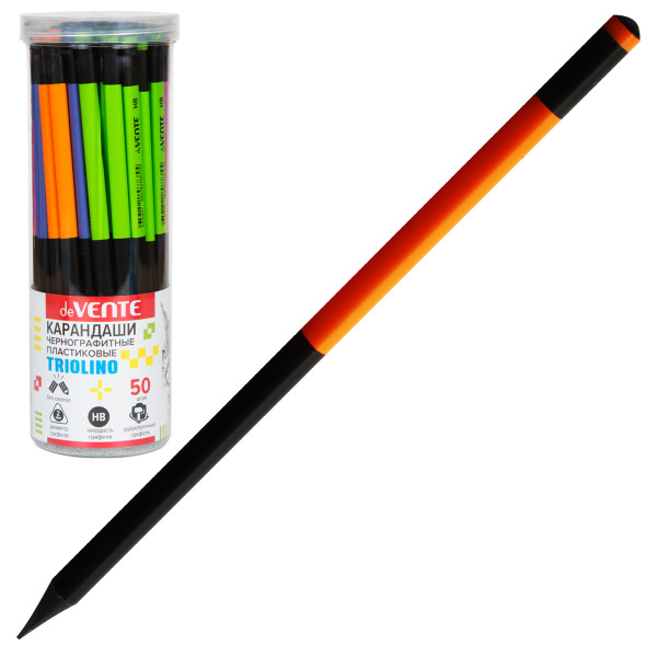Карандаш чернографитный HB deVENTE Triolino, трехгранный, ассорти